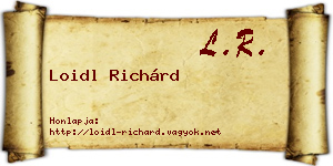 Loidl Richárd névjegykártya